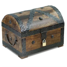 - Pirate Treasure Chest Storage Box - Pirat L 11x8x8 - Durable Wooden Treasure