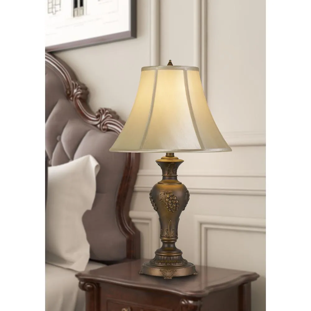 100W Cavan Aluminum Casted Table Lamp With Softback Faux Silk Shade By Cal Lighting