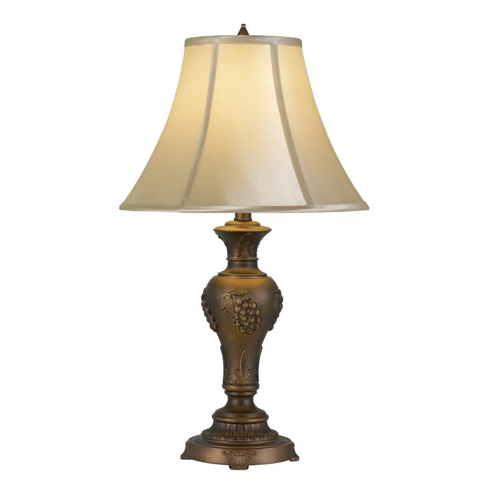 100W Cavan Aluminum Casted Table Lamp With Softback Faux Silk Shade By Cal Lighting