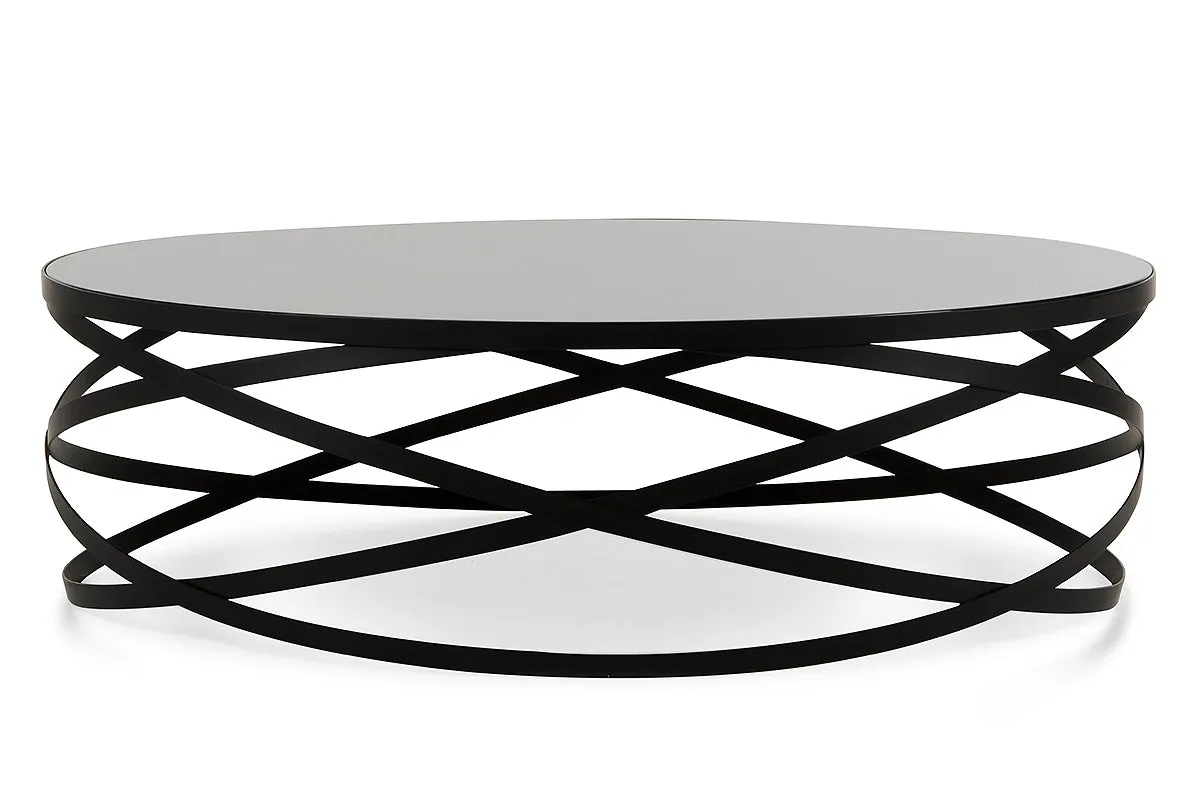 13' Black Metal and Glass Coffee Table By Homeroots