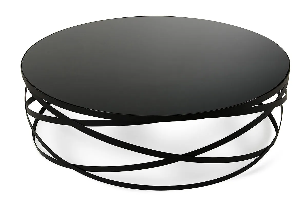 13' Black Metal and Glass Coffee Table By Homeroots