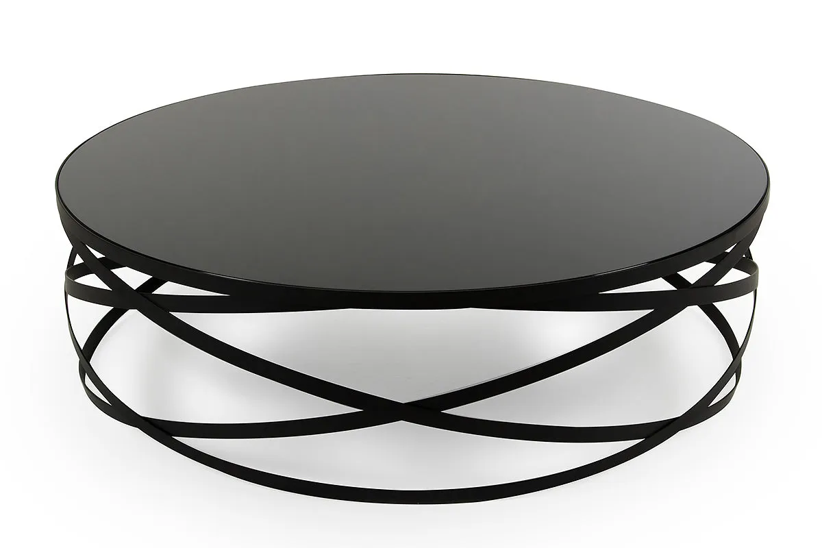 13' Black Metal and Glass Coffee Table By Homeroots