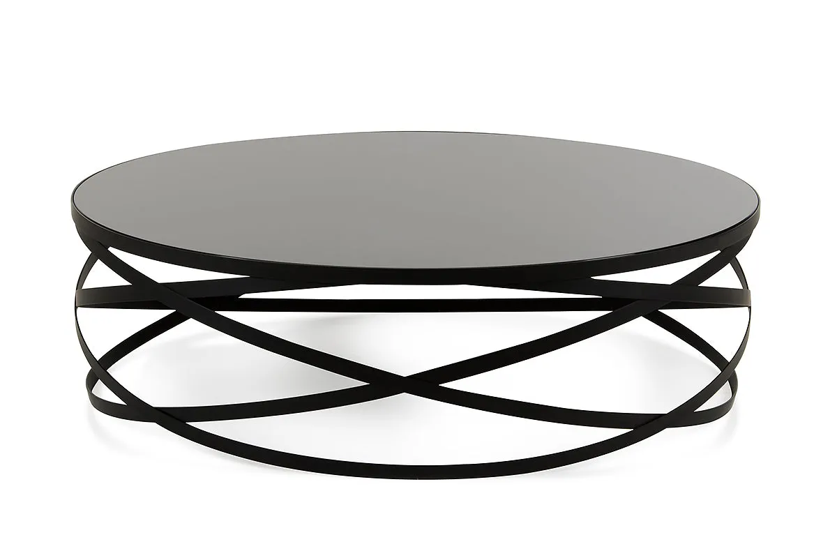 13' Black Metal and Glass Coffee Table By Homeroots