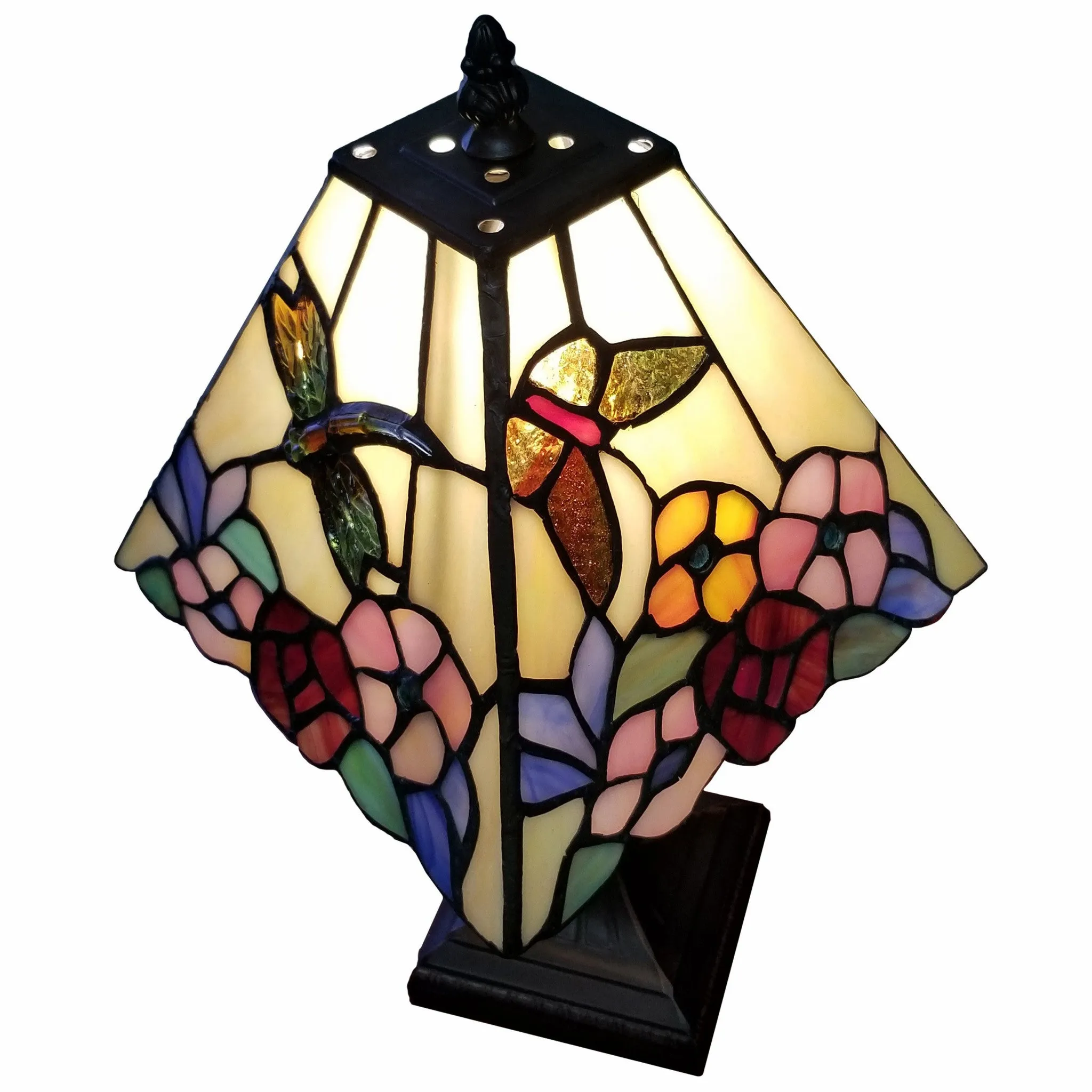 15" Tiffany Style Hummingbird Multi Flower Table Lamp By Homeroots