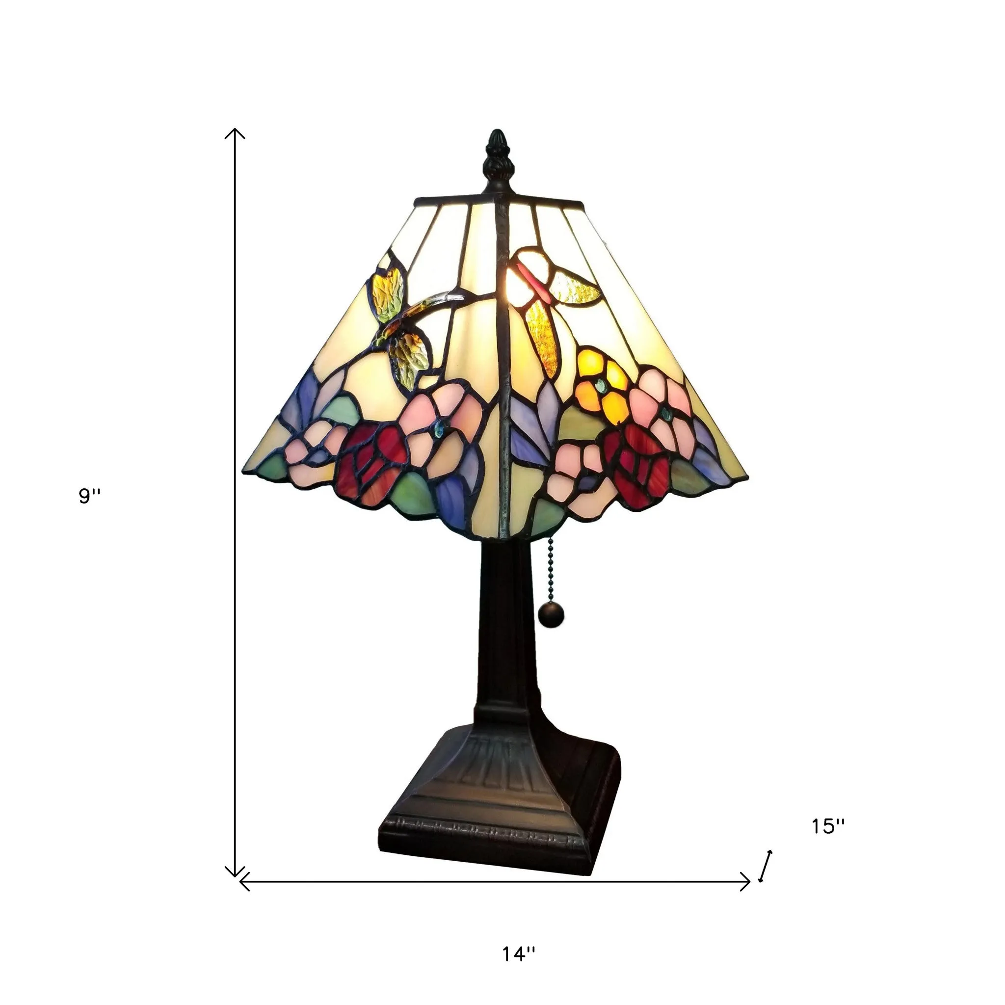 15" Tiffany Style Hummingbird Multi Flower Table Lamp By Homeroots