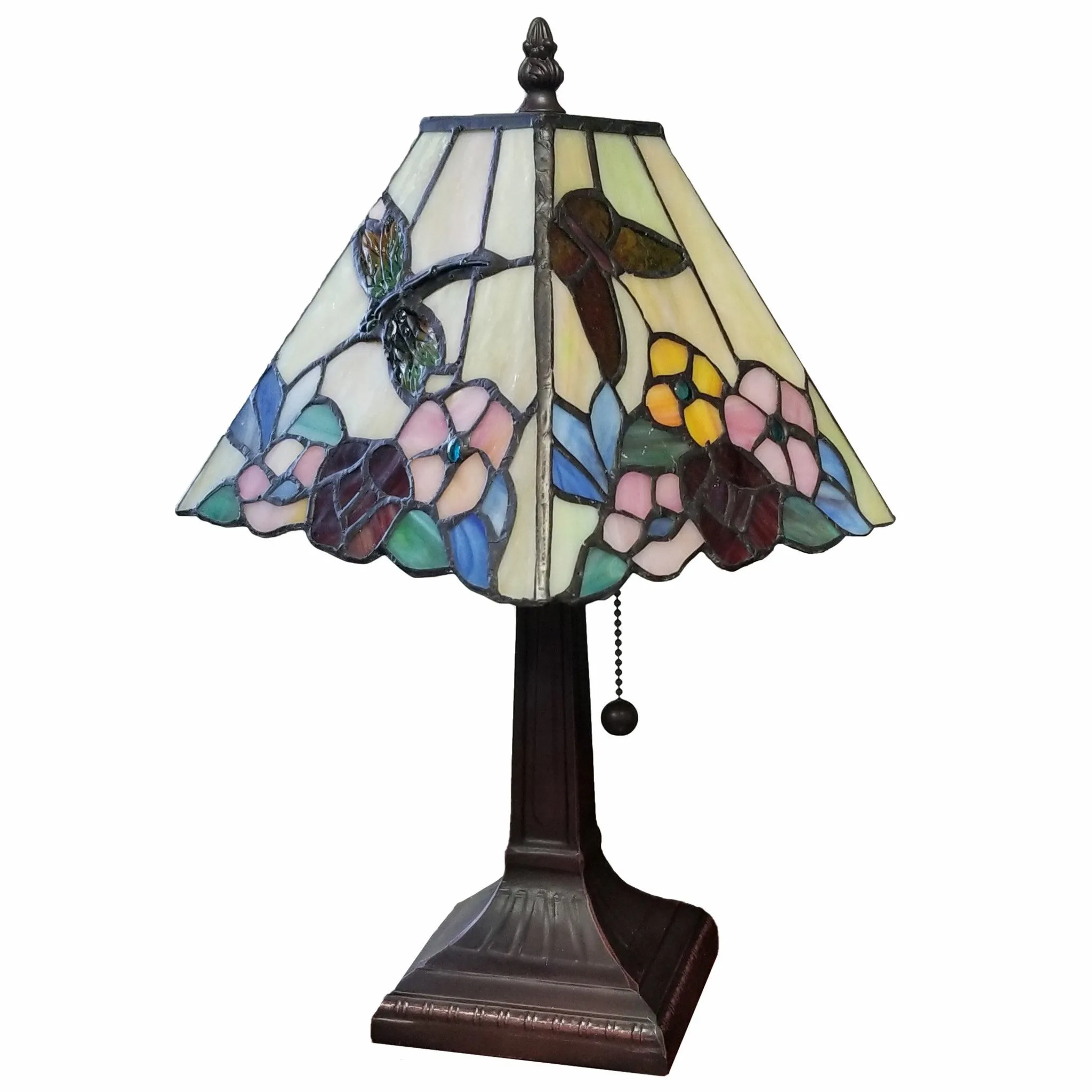 15" Tiffany Style Hummingbird Multi Flower Table Lamp By Homeroots