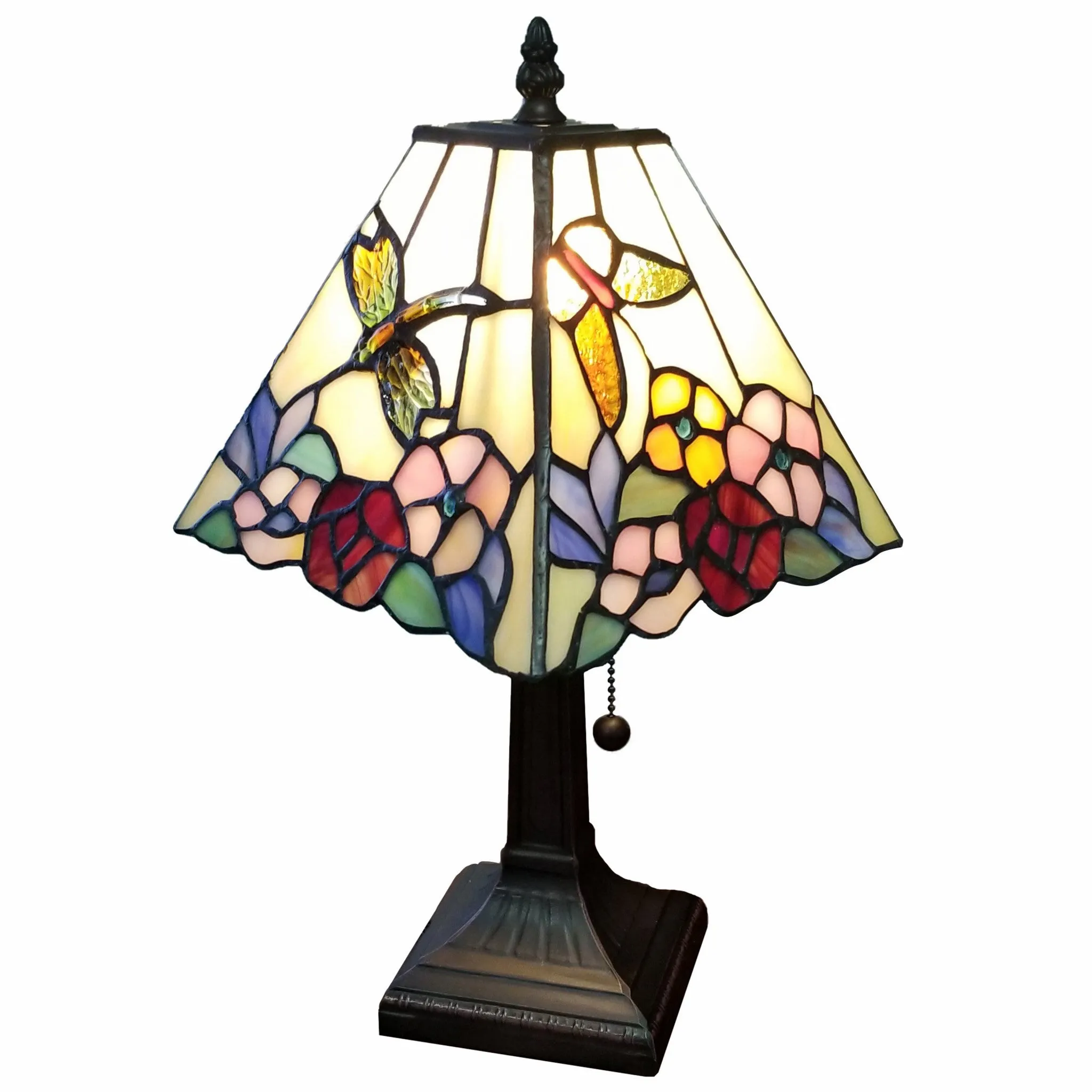 15" Tiffany Style Hummingbird Multi Flower Table Lamp By Homeroots