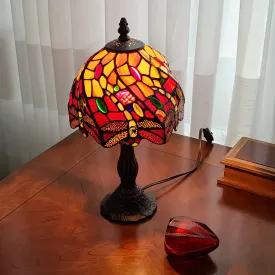 15" Tiffany Style Stained Glass Dragonflies Table Lamp By Homeroots