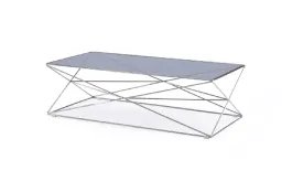 18' Smoked Glass and Stainless Steel Coffee Table By Homeroots