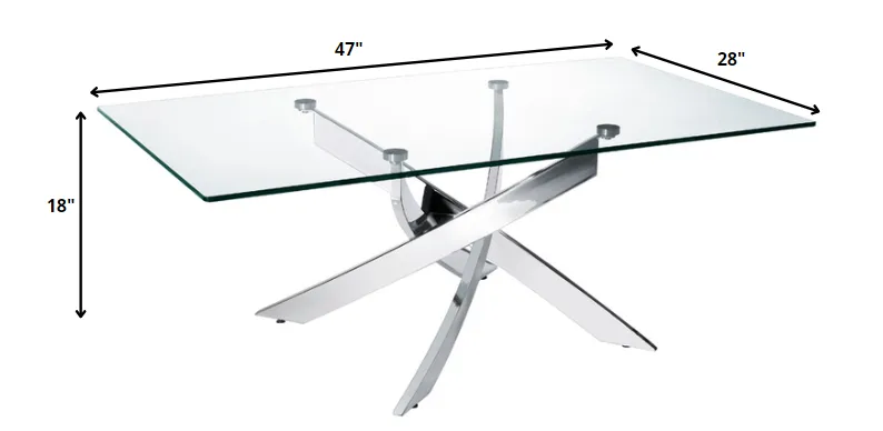 18' Steel and Glass Coffee Table By Homeroots - 283165