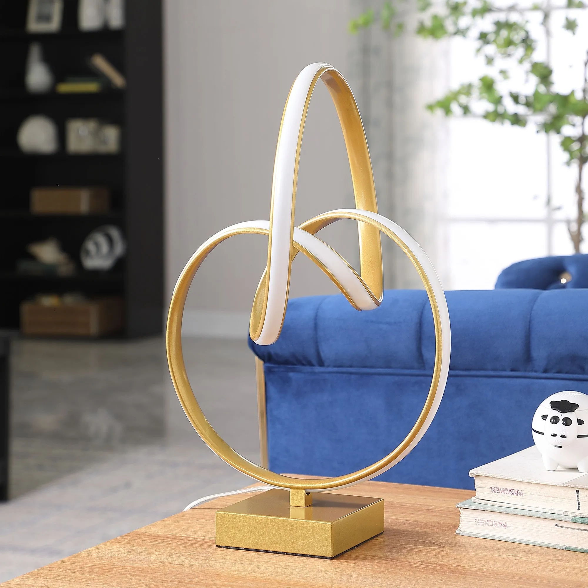 19" Gold Metal Abstract Geo LED Table Lamp By Homeroots