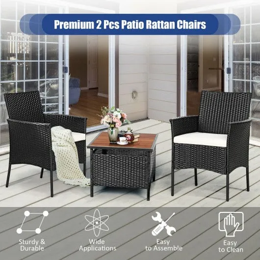 2 pieces Patio Wicker Chairs with Cozy Seat Cushions