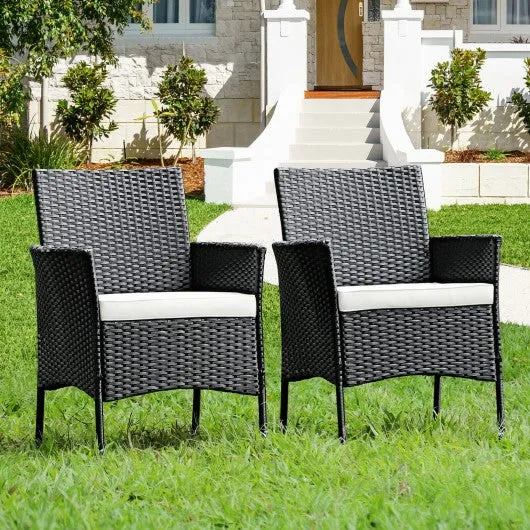 2 pieces Patio Wicker Chairs with Cozy Seat Cushions