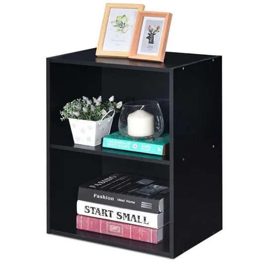 2 Tier Open Night Stand End Table Sofa Side Storage Furniture-Black