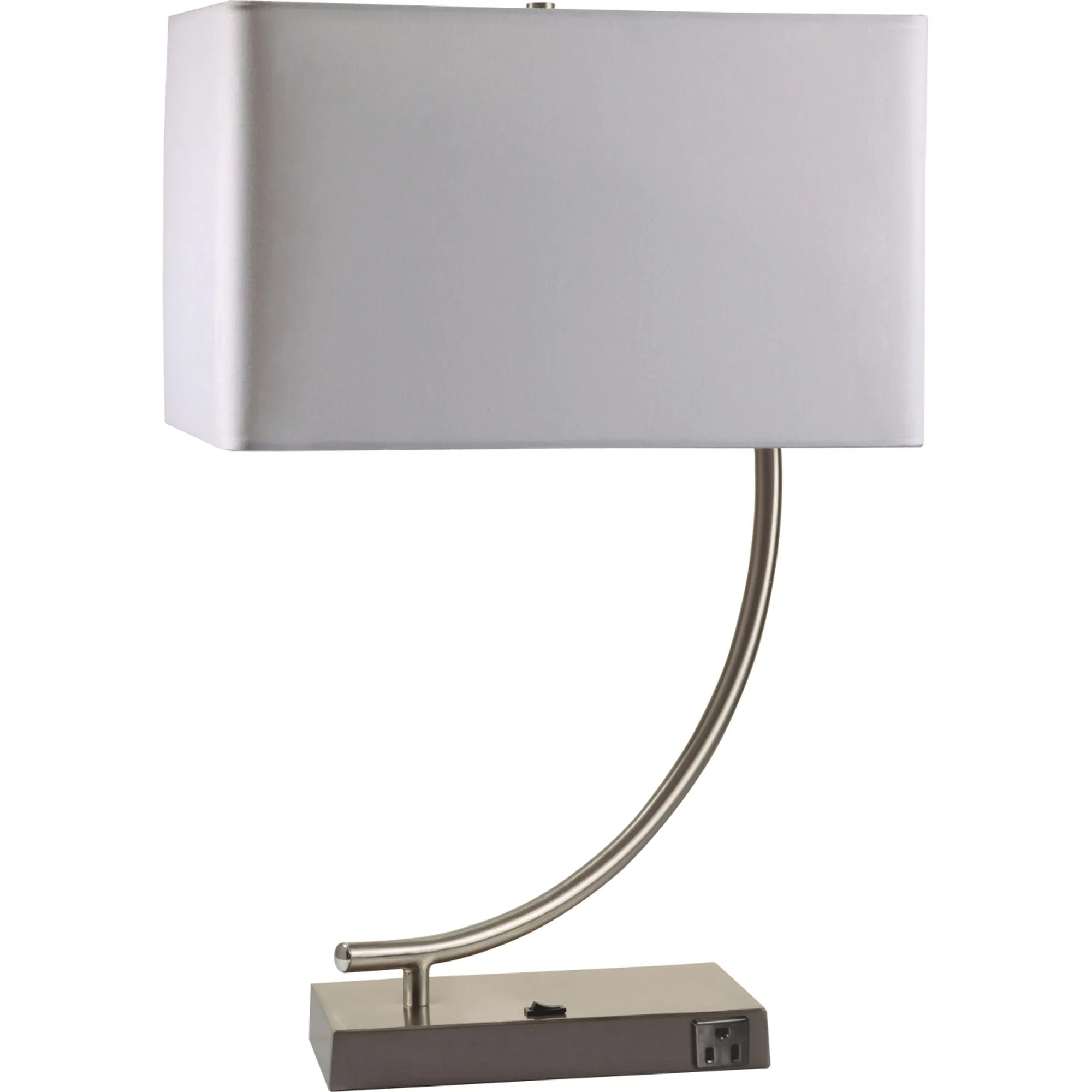 23" Silver Curved Table Lamp With White Rectangle Shade By Homeroots