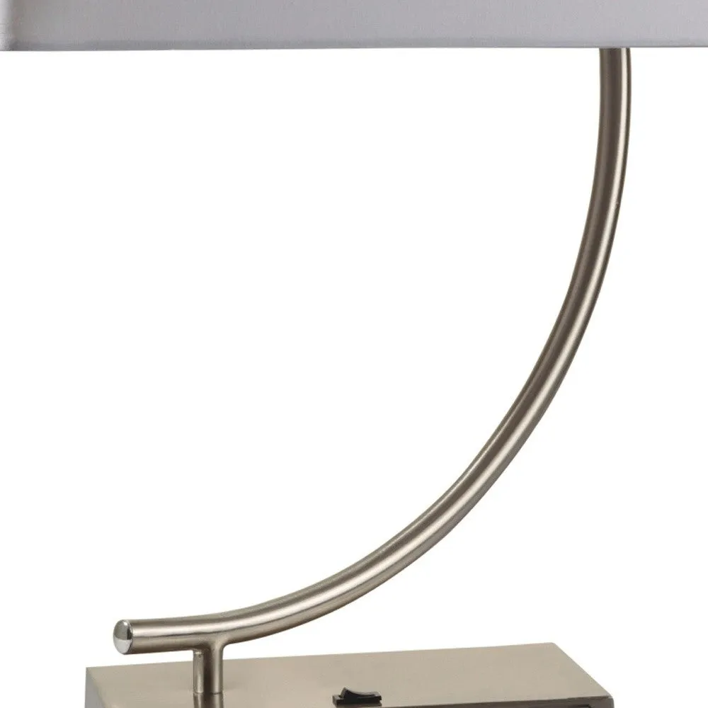 23" Silver Curved Table Lamp With White Rectangle Shade By Homeroots