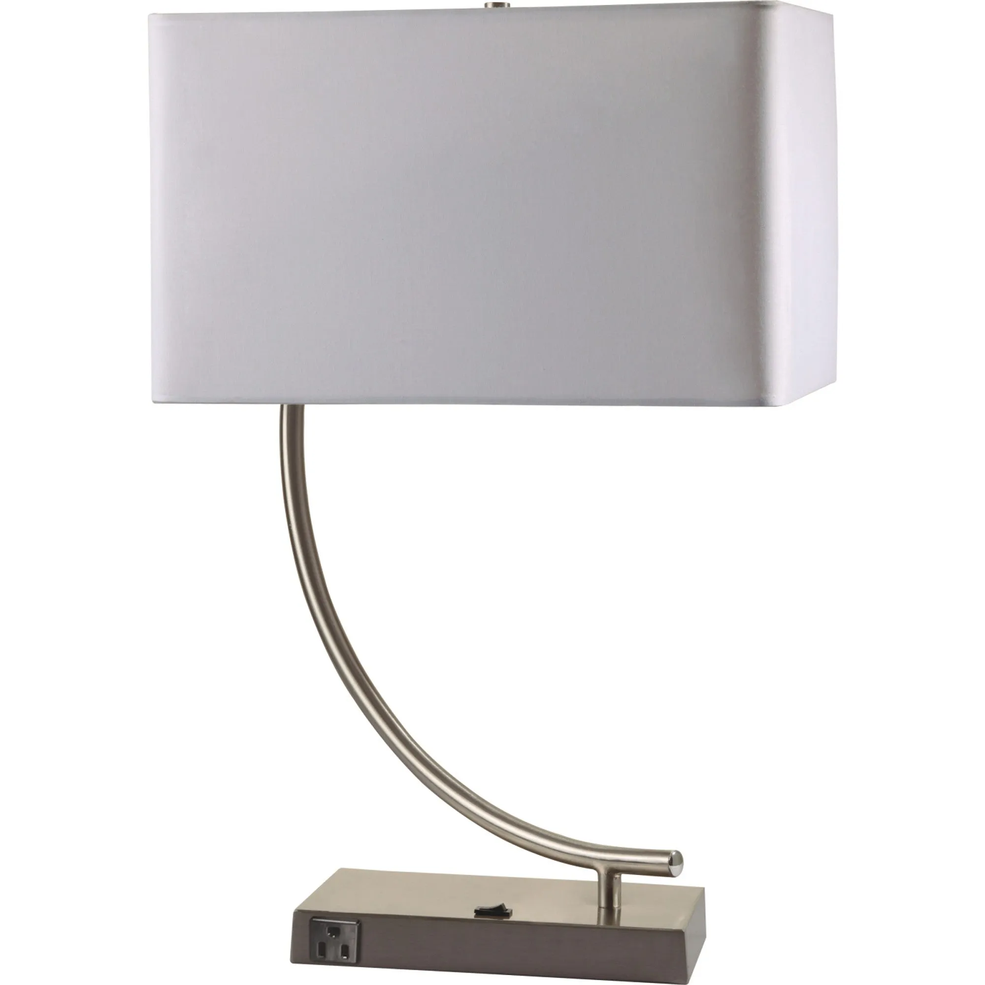 23" Silver Curved Table Lamp With White Rectangle Shade By Homeroots