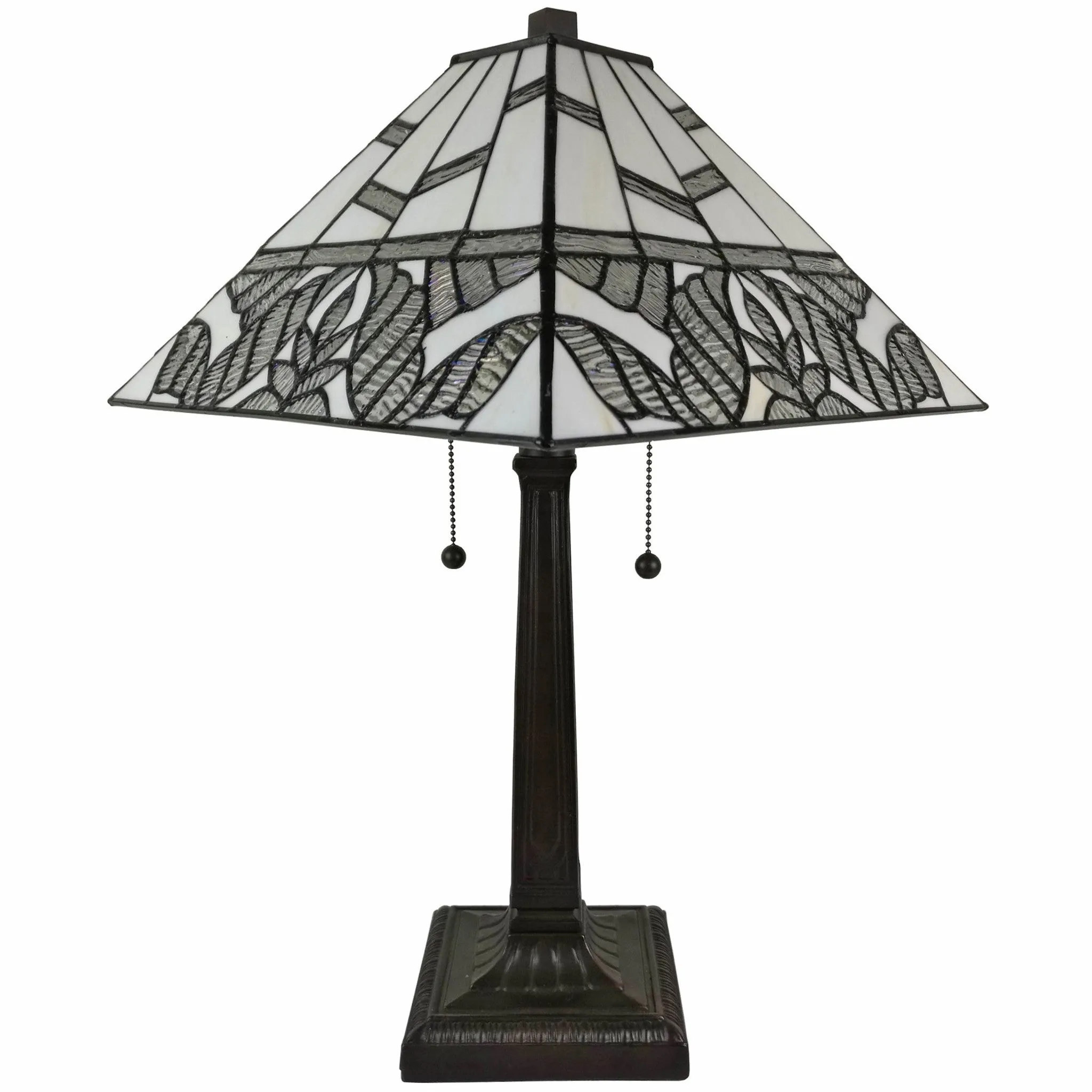 23" Stained Glass Leafy Vintage Two Light Mission Style Table Lamp By Homeroots