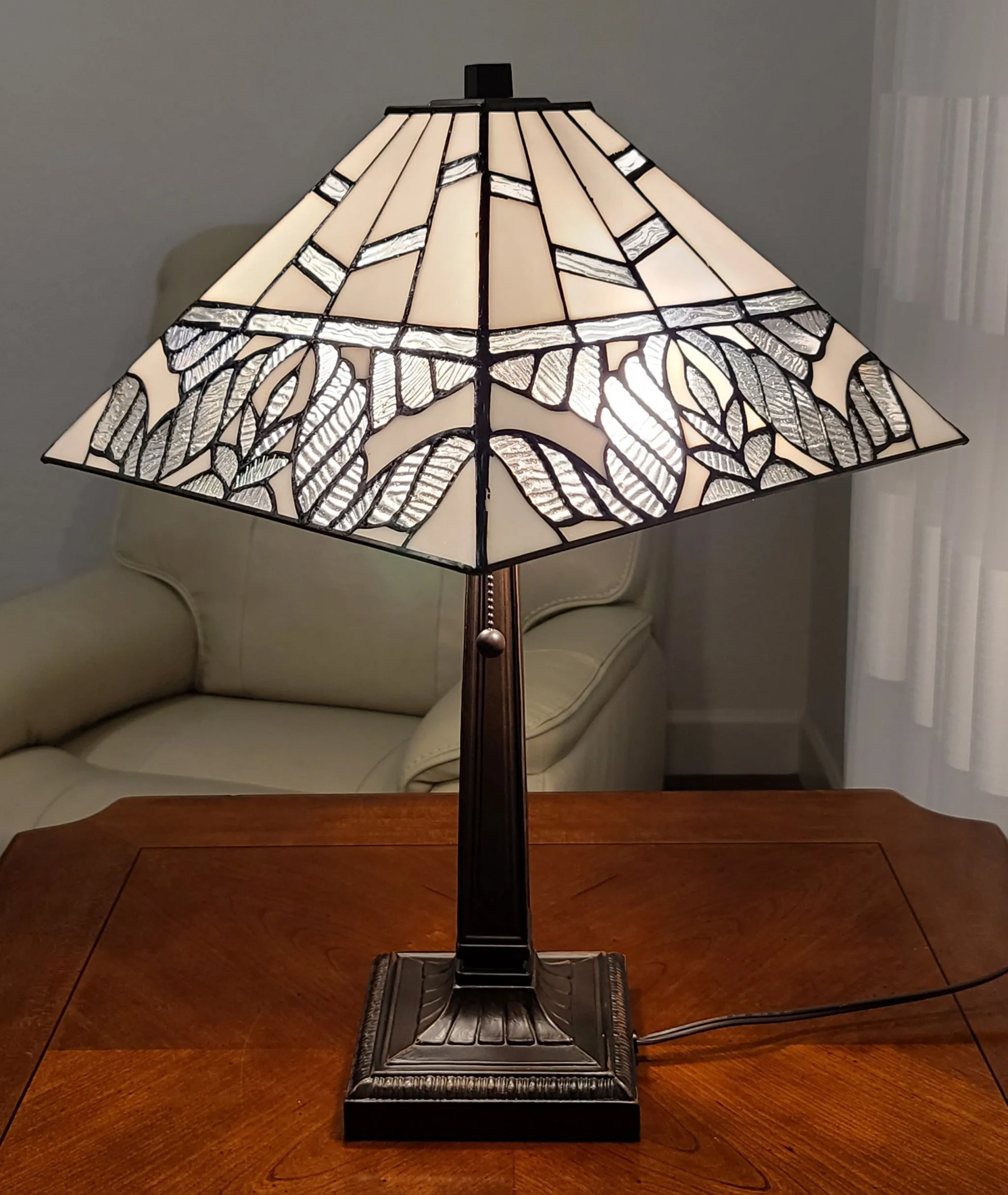 23" Stained Glass Leafy Vintage Two Light Mission Style Table Lamp By Homeroots