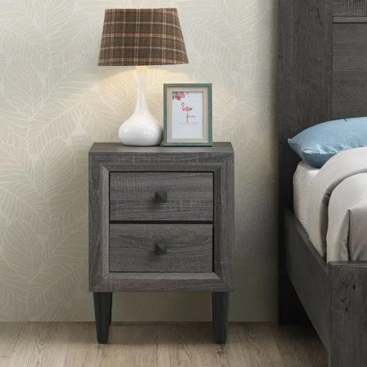 2PCS Nightstand W/2 Drawer Multipurpose