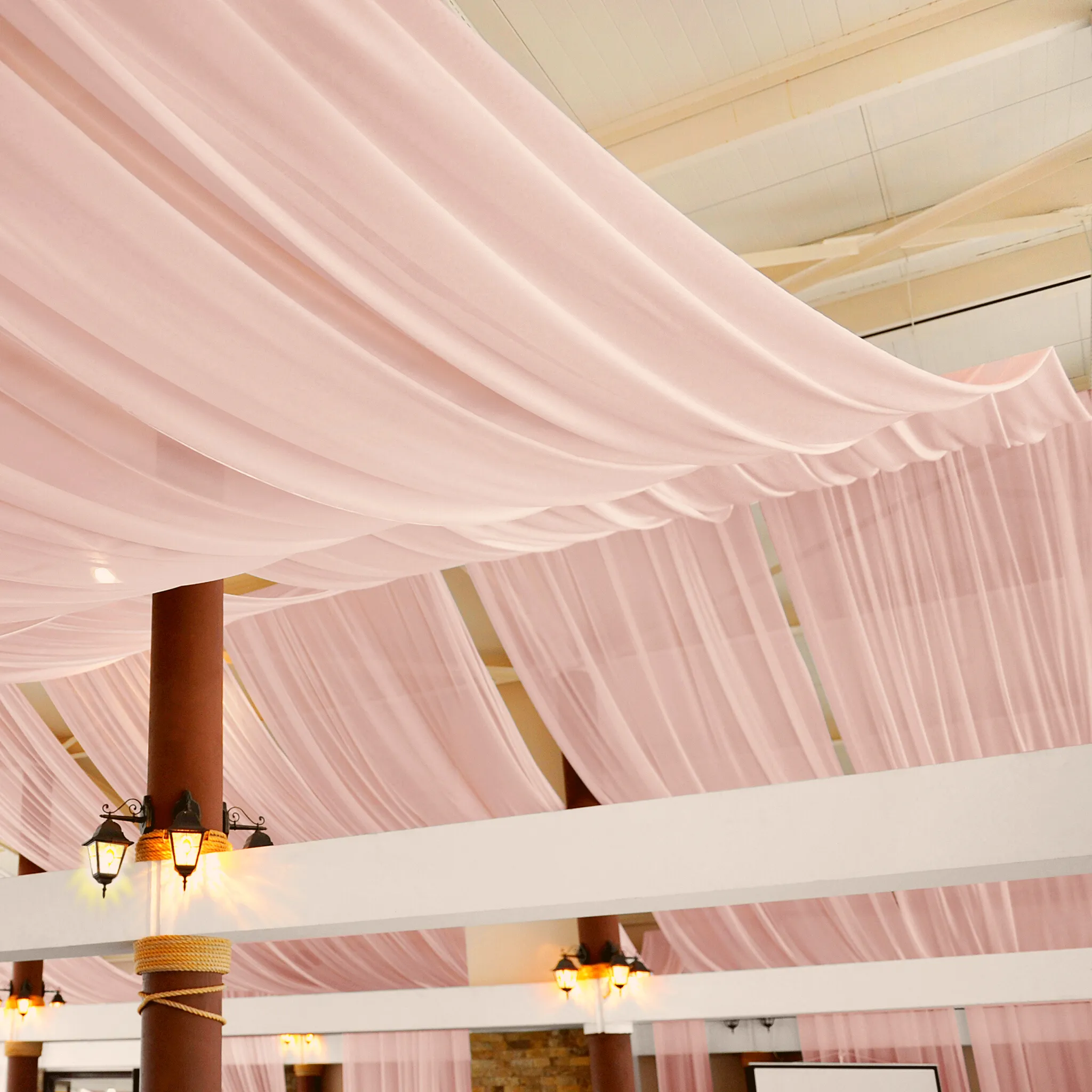 30ft Ceiling/Curtain Draping Sheer Voile Flame Retardant (FR)  - Blush