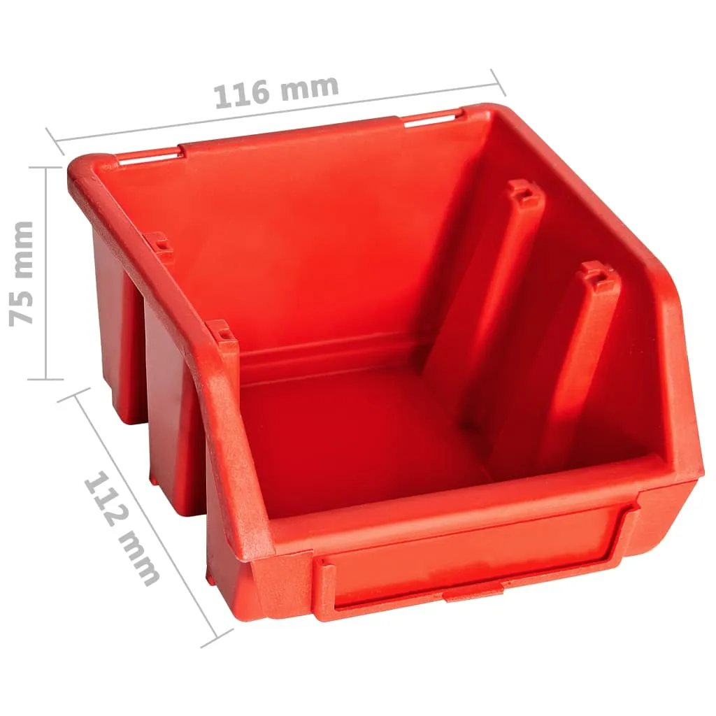 32 Piece Storage Bin Kit with Wall Panels Red and Black