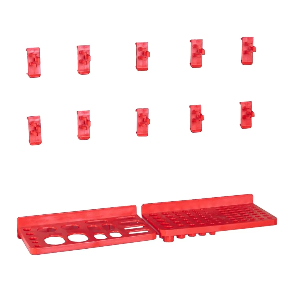 39 Piece Storage Bin Kit with Wall Panels Red and Black