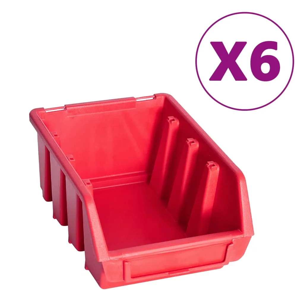 39 Piece Storage Bin Kit with Wall Panels Red and Black