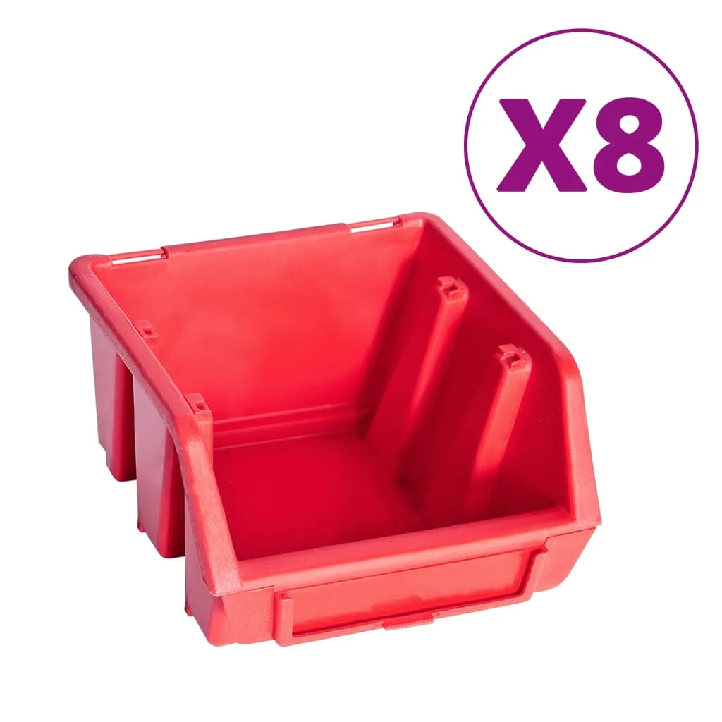 39 Piece Storage Bin Kit with Wall Panels Red and Black