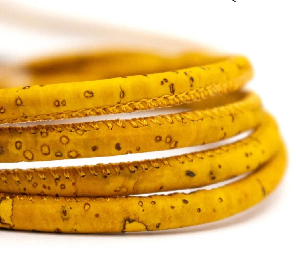 5mm round yellow cork cord COR-333(10 meters)