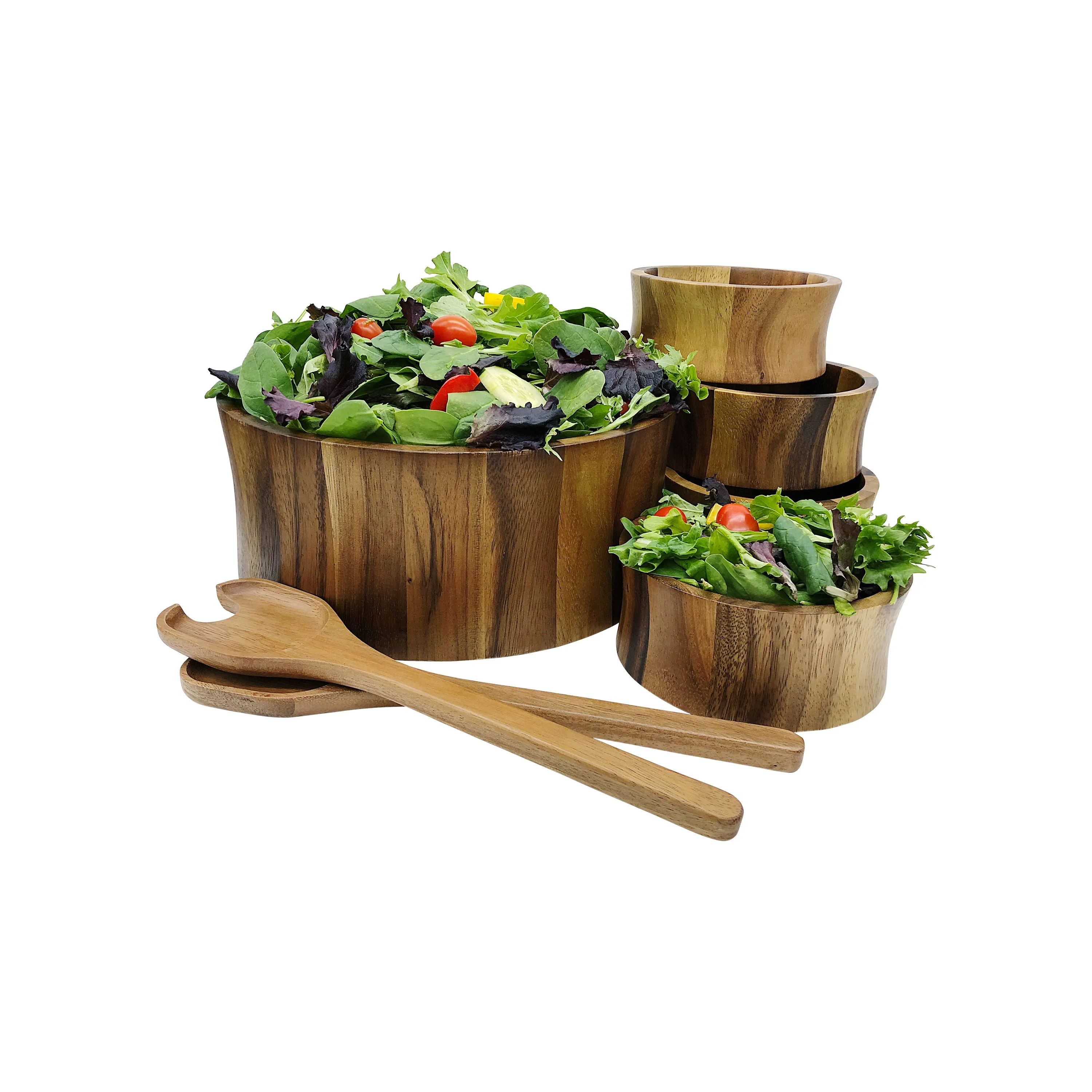 7 Piece - Large Salad Bowl with Servers and 4 Individuals