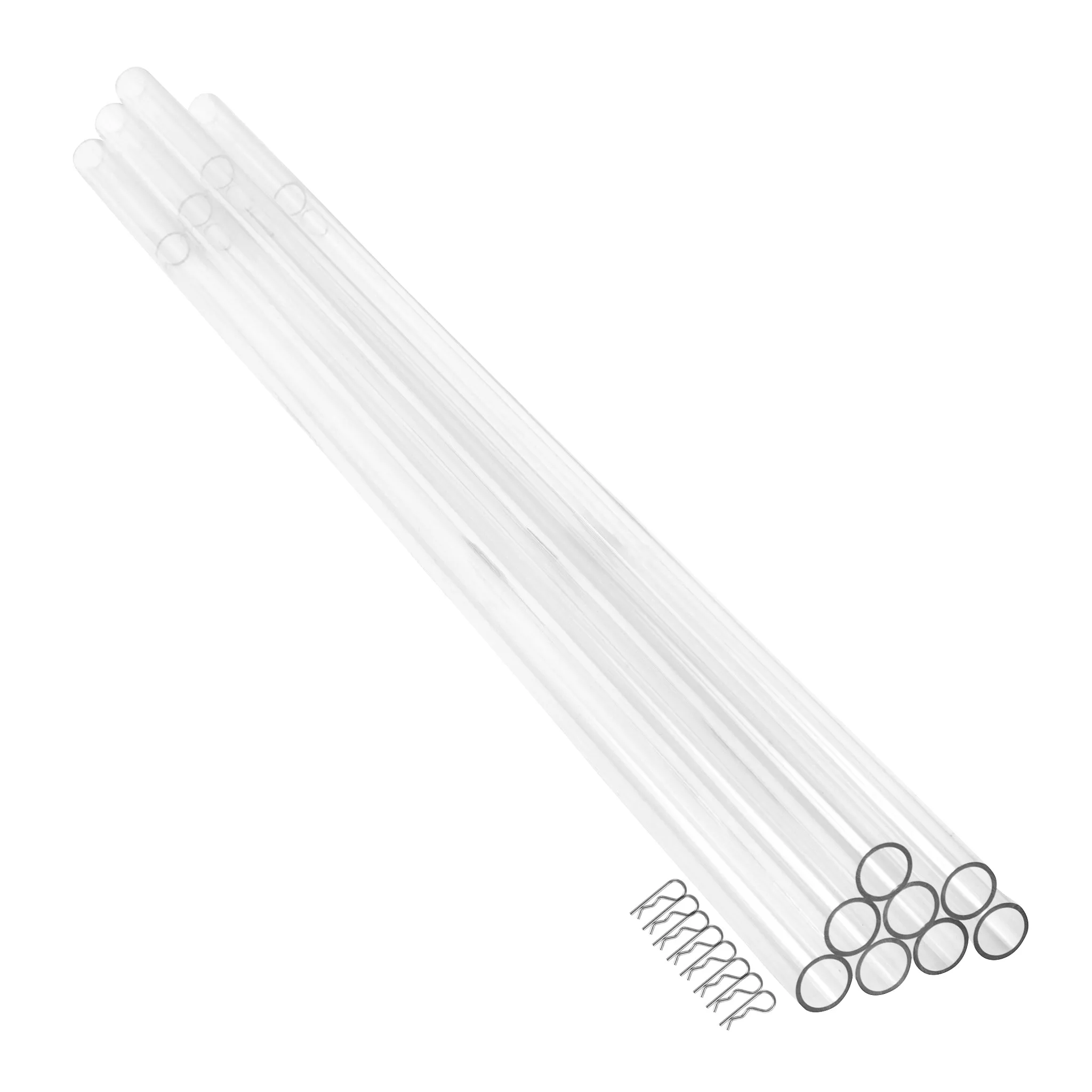 8 pcs Clear Acrylic Ceiling Drape Tube with Position Fastening Pins