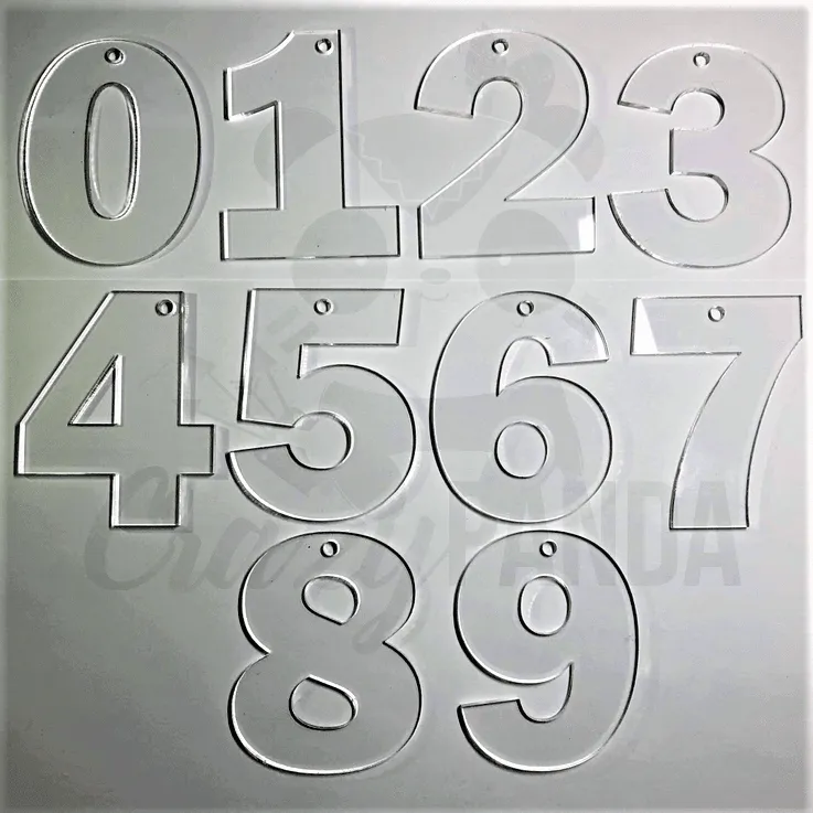 Acrylic Blank Clear Individual Numbers (60-100mm) {Recommended for Sublimation}