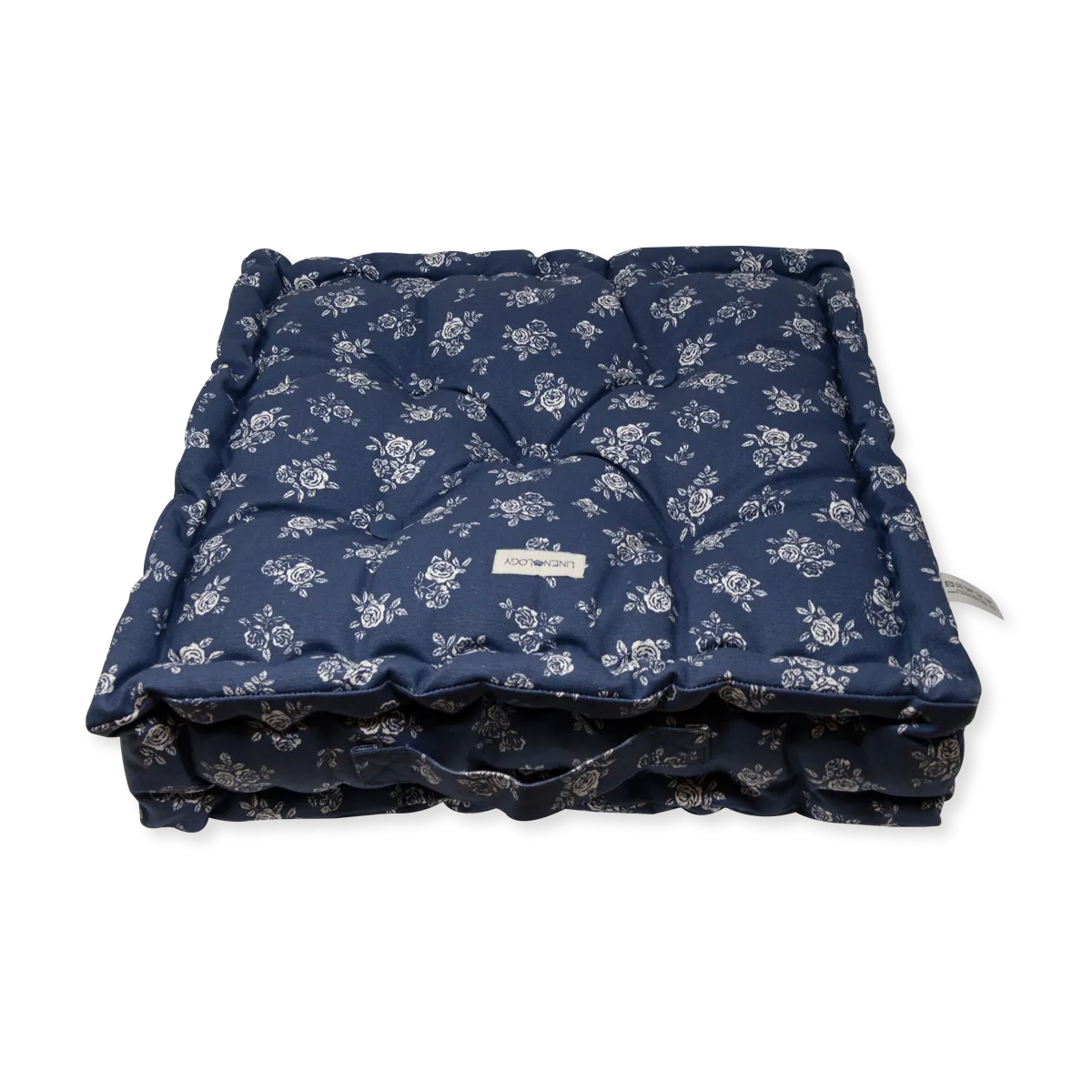 Acrylic Coated Floor Cushion - English Rose - Navy