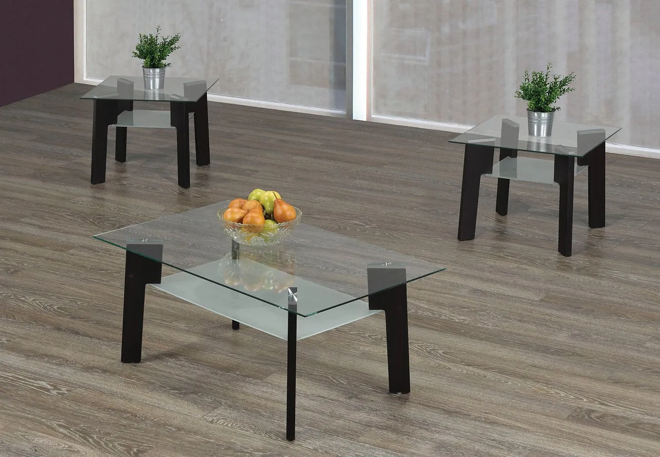 Angularly Simplistic Glass Coffee Table Set