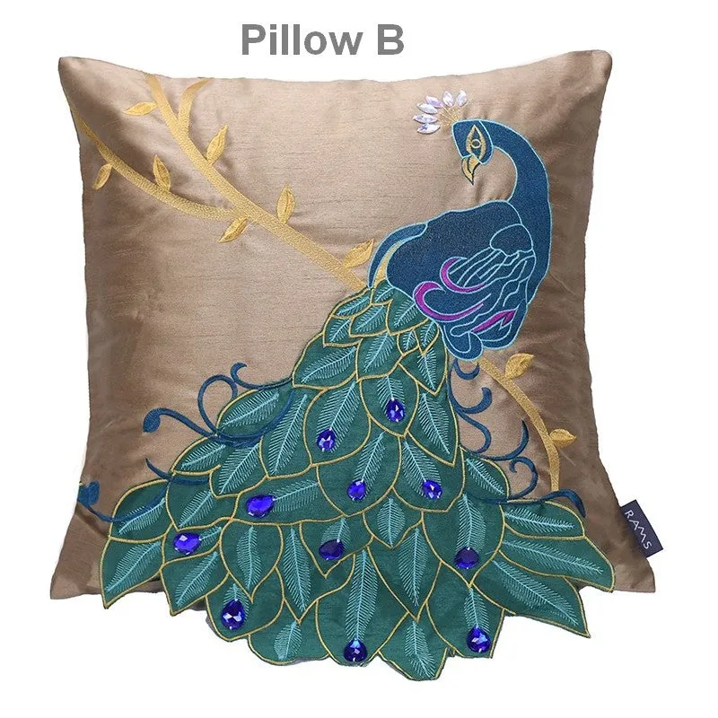 Beautiful Decorative Throw Pillows, Embroider Peacock Cotton and linen Pillow Cover, Decorative Sofa Pillows, Decorative Pillows for Couch