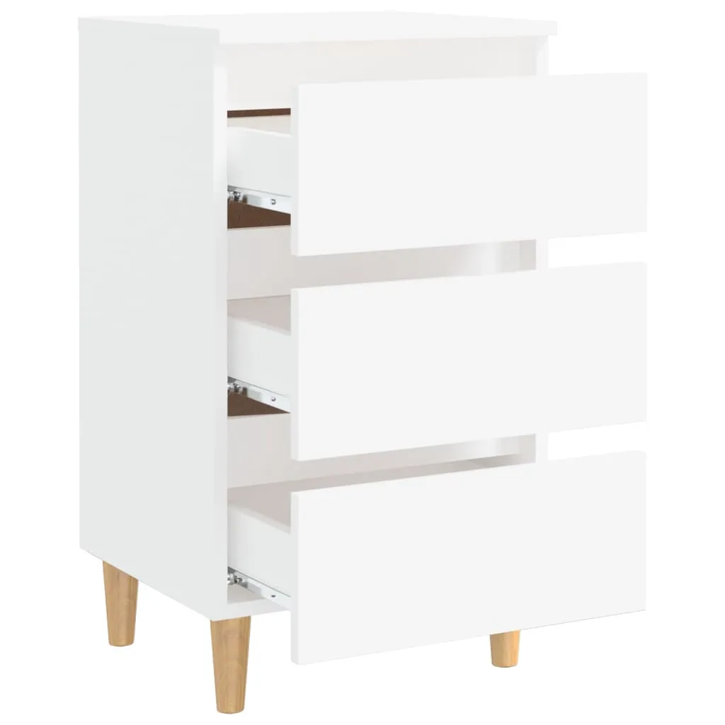 Bed Cabinets with Solid Wood Legs 2 pcs White 40x35x69 cm