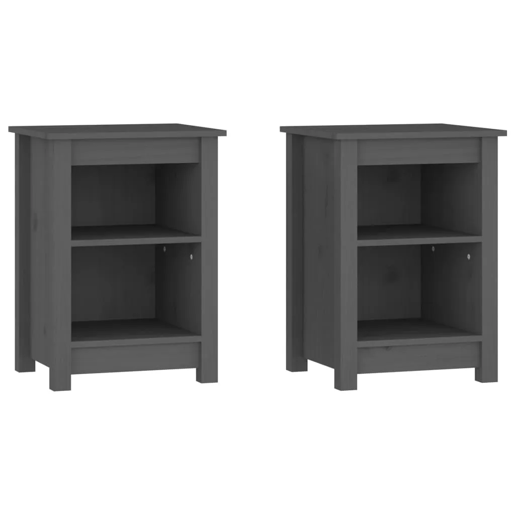 Bedside Cabinets 2 pcs Grey 40x35x55 cm Solid Wood Pine