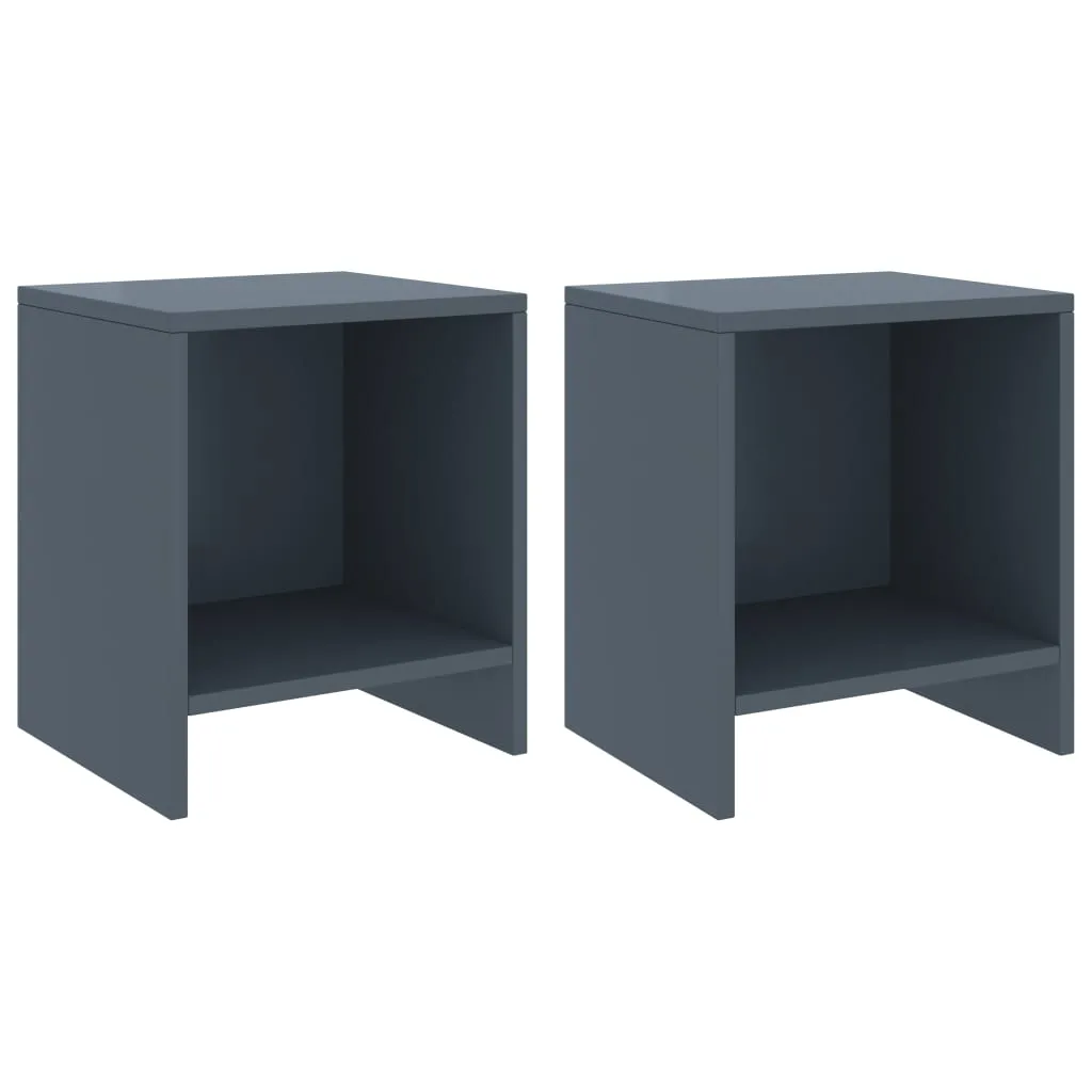 Bedside Cabinets 2 pcs Light Grey 35x30x40 cm Solid Pinewood