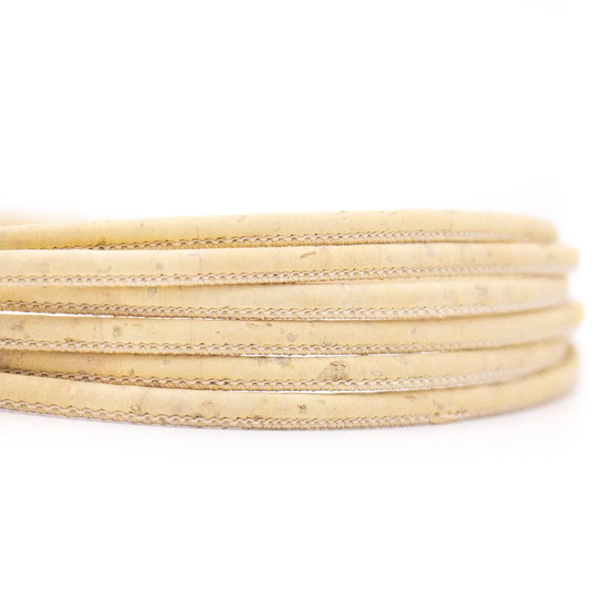 Beige 3mm round cork cord COR-497(10 meters)