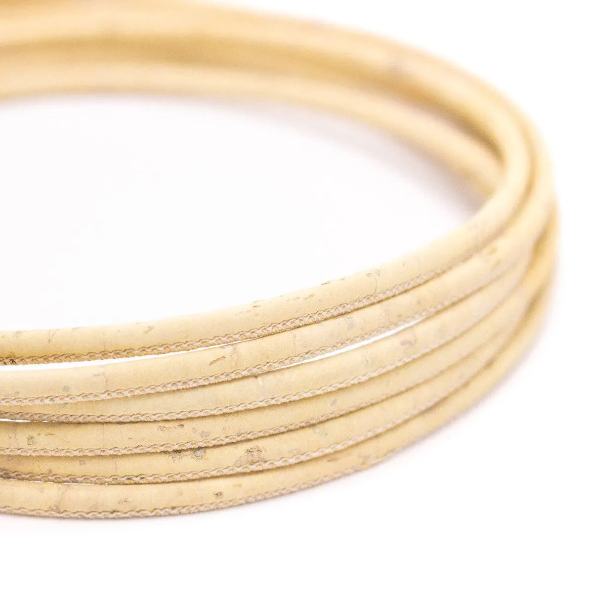 Beige 3mm round cork cord COR-497(10 meters)