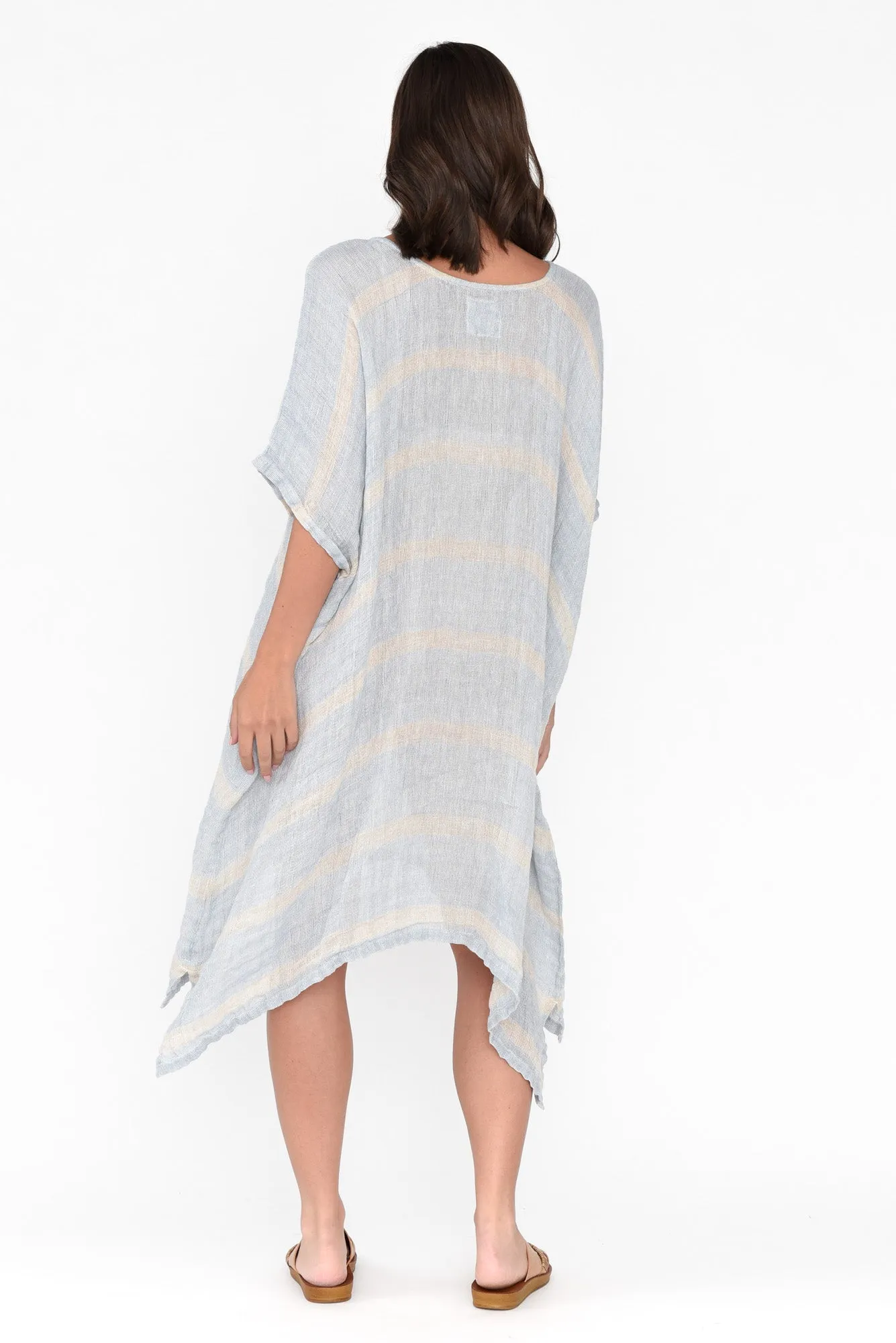 Belize Blue Stripe Linen Kaftan