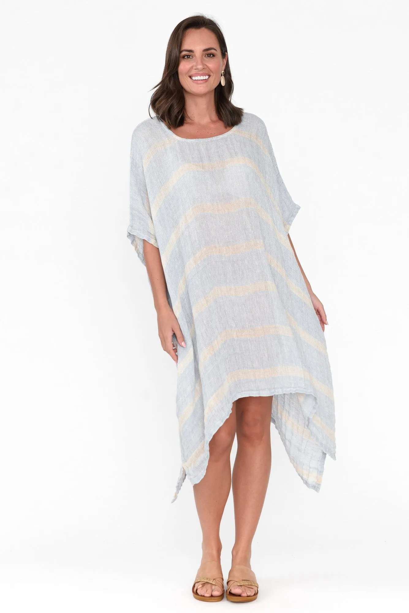 Belize Blue Stripe Linen Kaftan