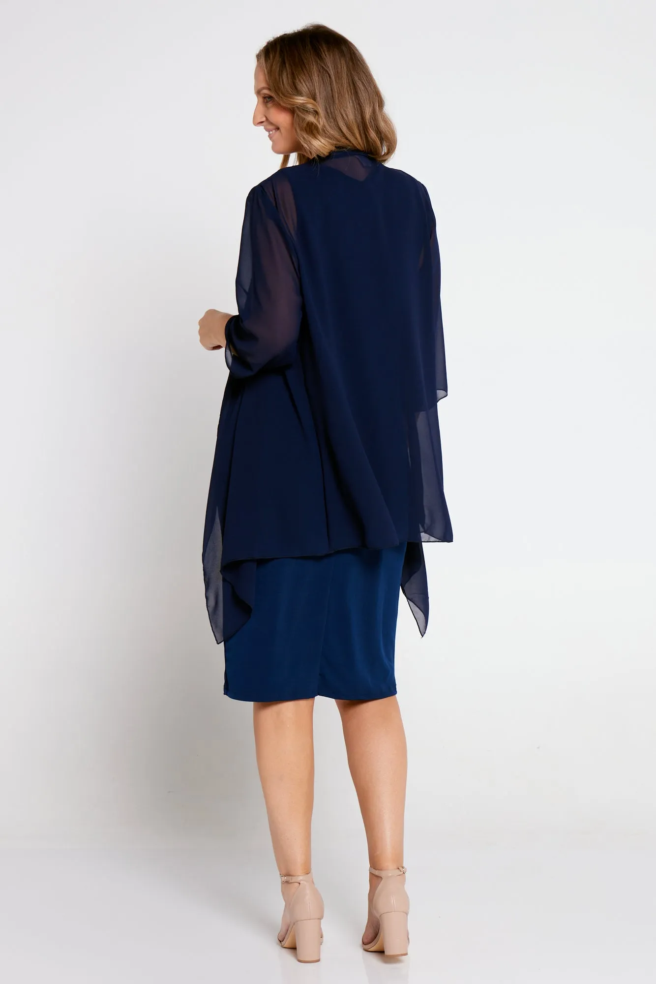 Bianca Chiffon Waterfall Jacket - Navy