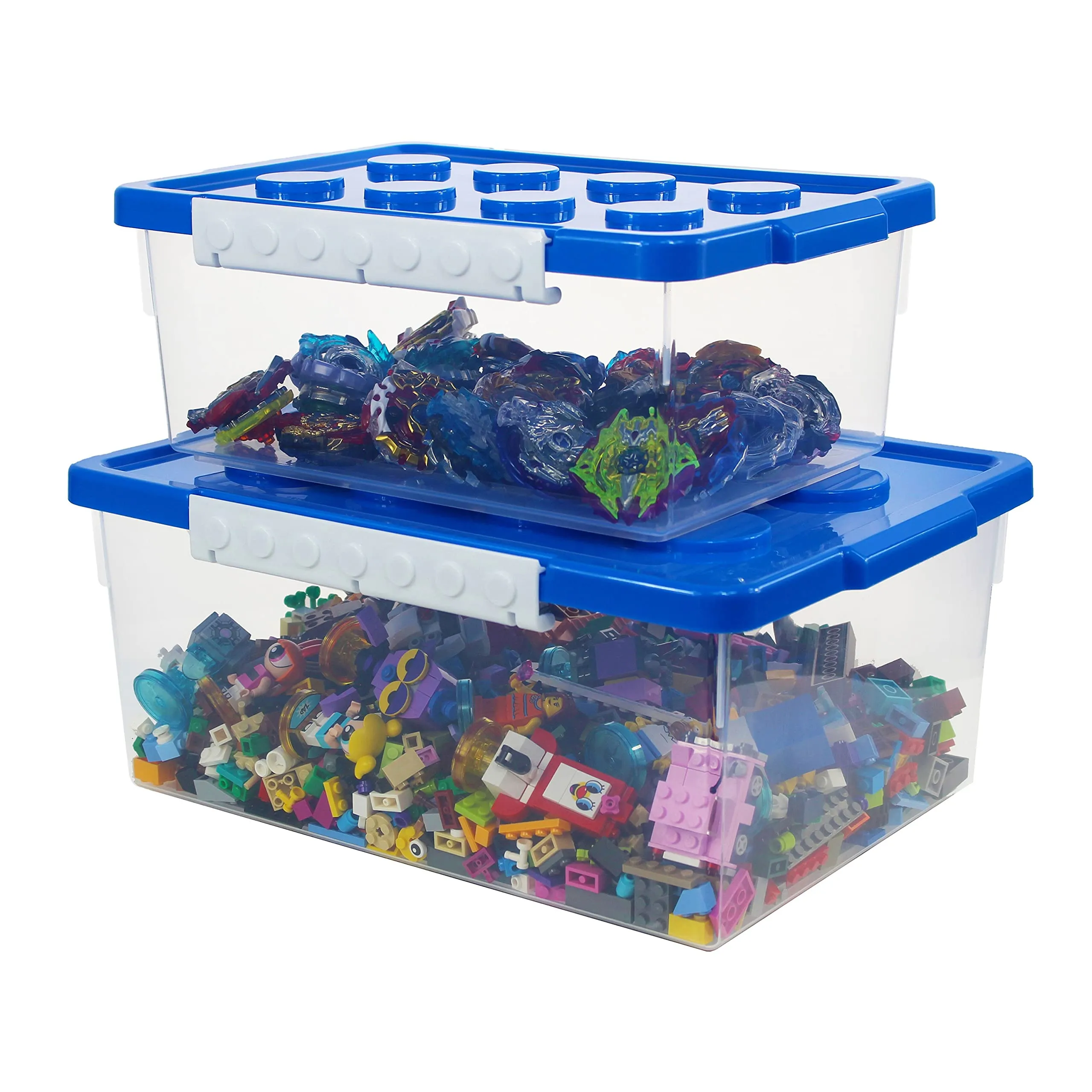 Bins & Things Toy Organizer Set Of 2 Large And Small Brick Shaped Storage Containers