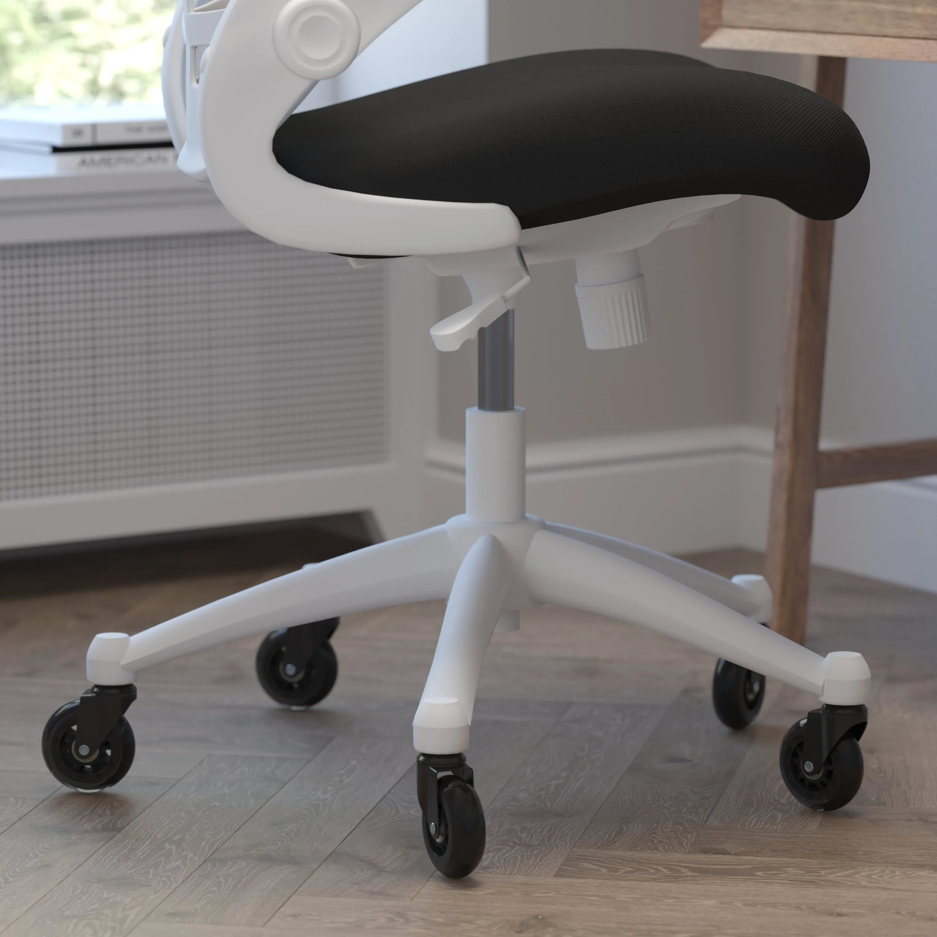 Black Chair with Roller Wheels BL-X-5M-WH-BK-RLB-GG