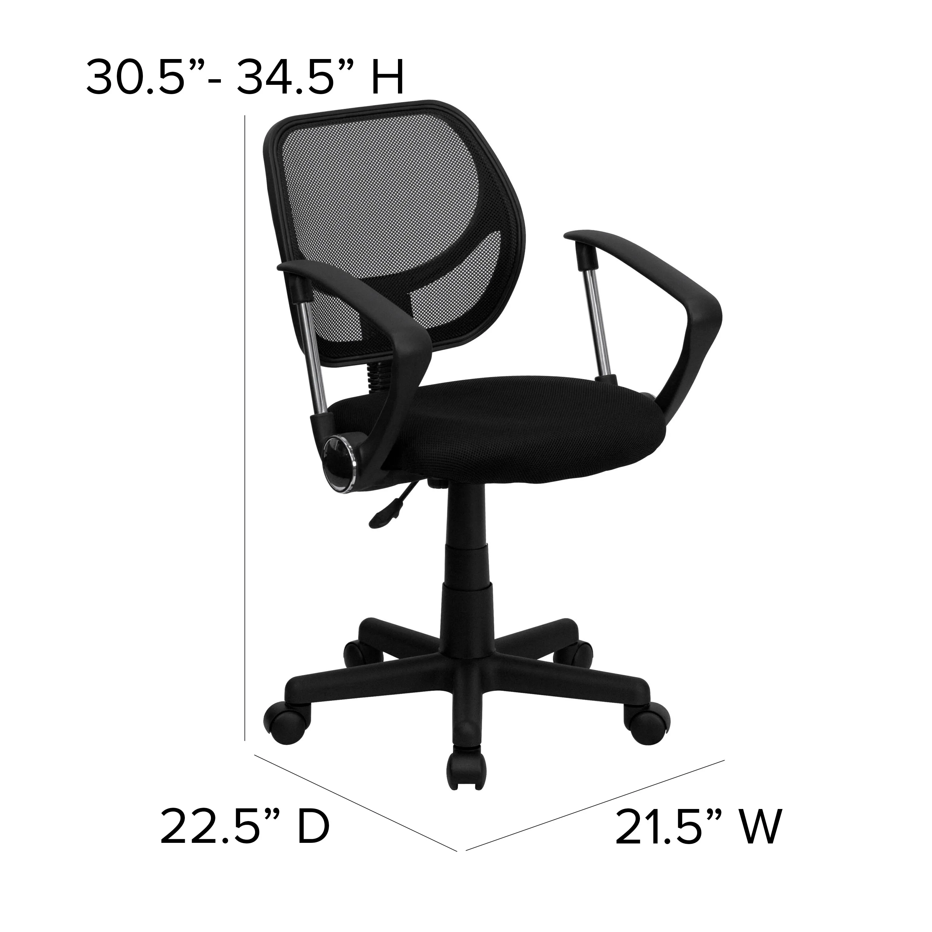 Black Low Back Task Chair WA-3074-BK-A-GG