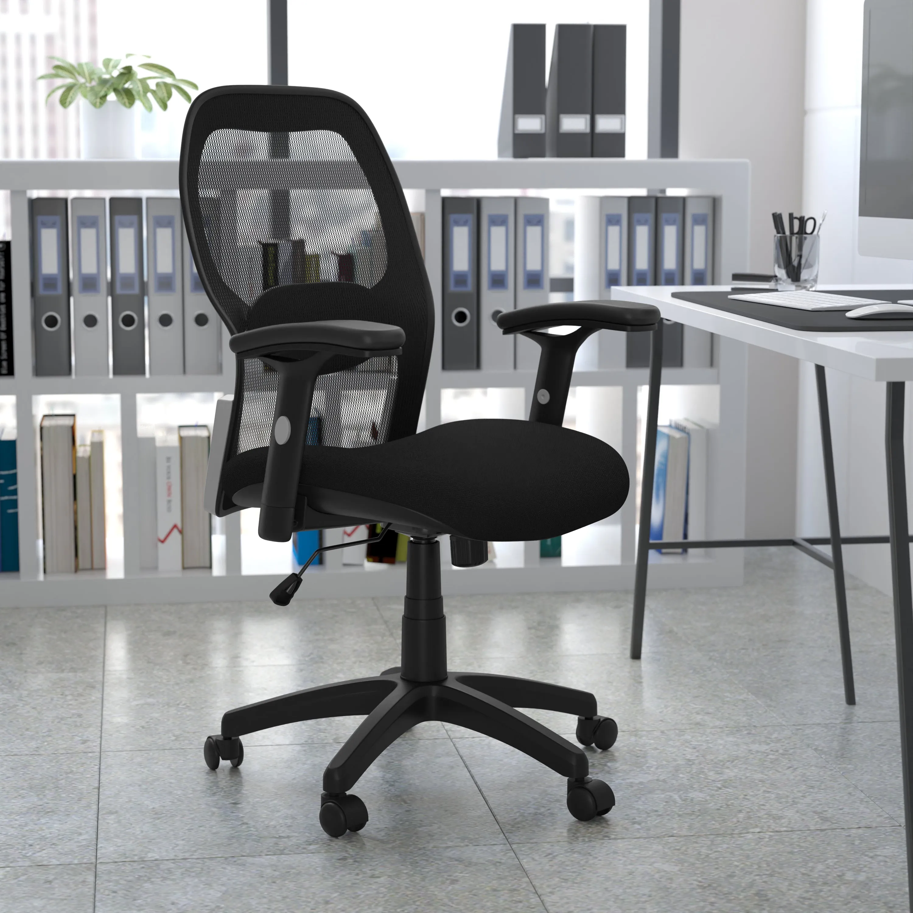 Black Mid-Back Mesh Chair LF-W42B-GG