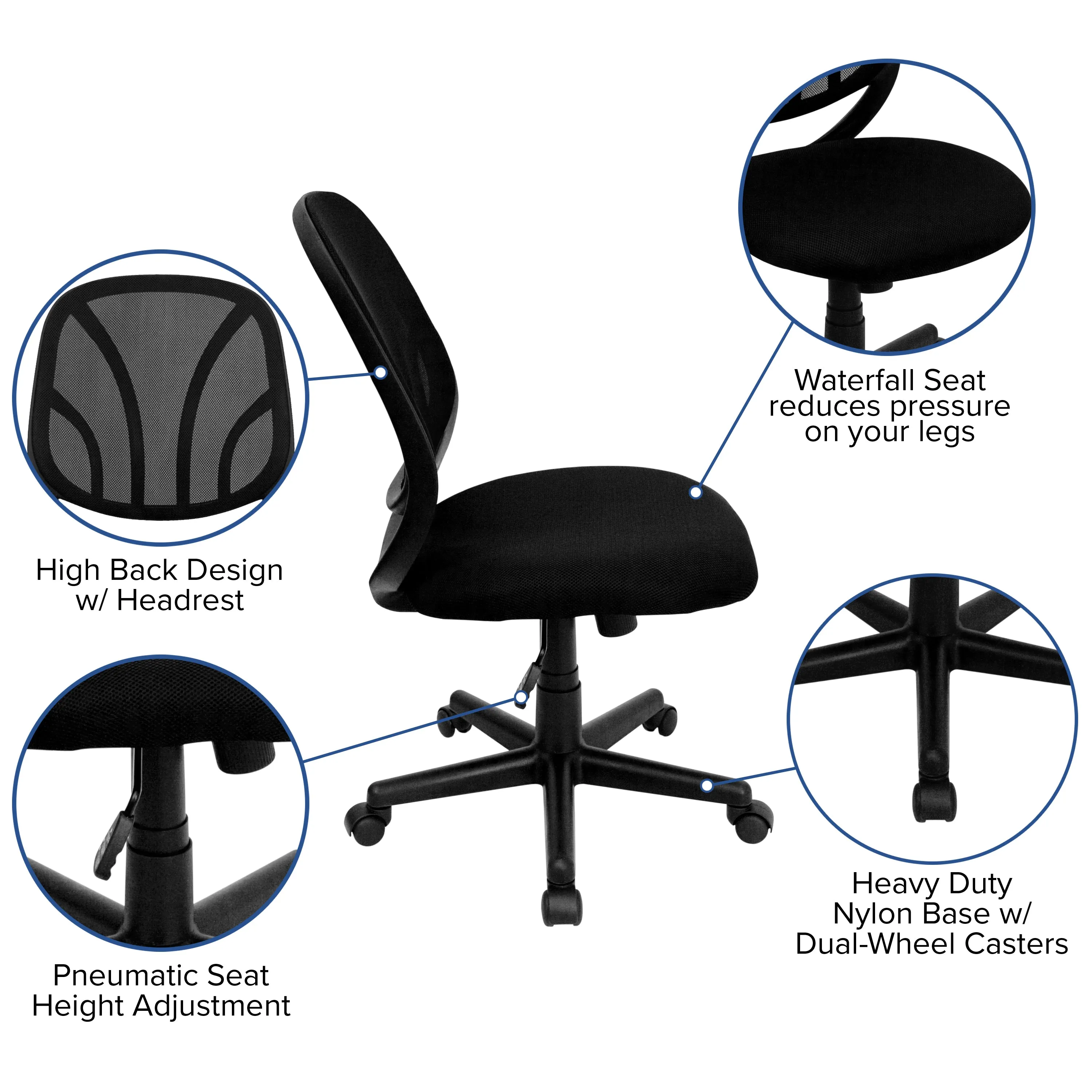 Black Mid-Back Task Chair GO-WY-05-GG