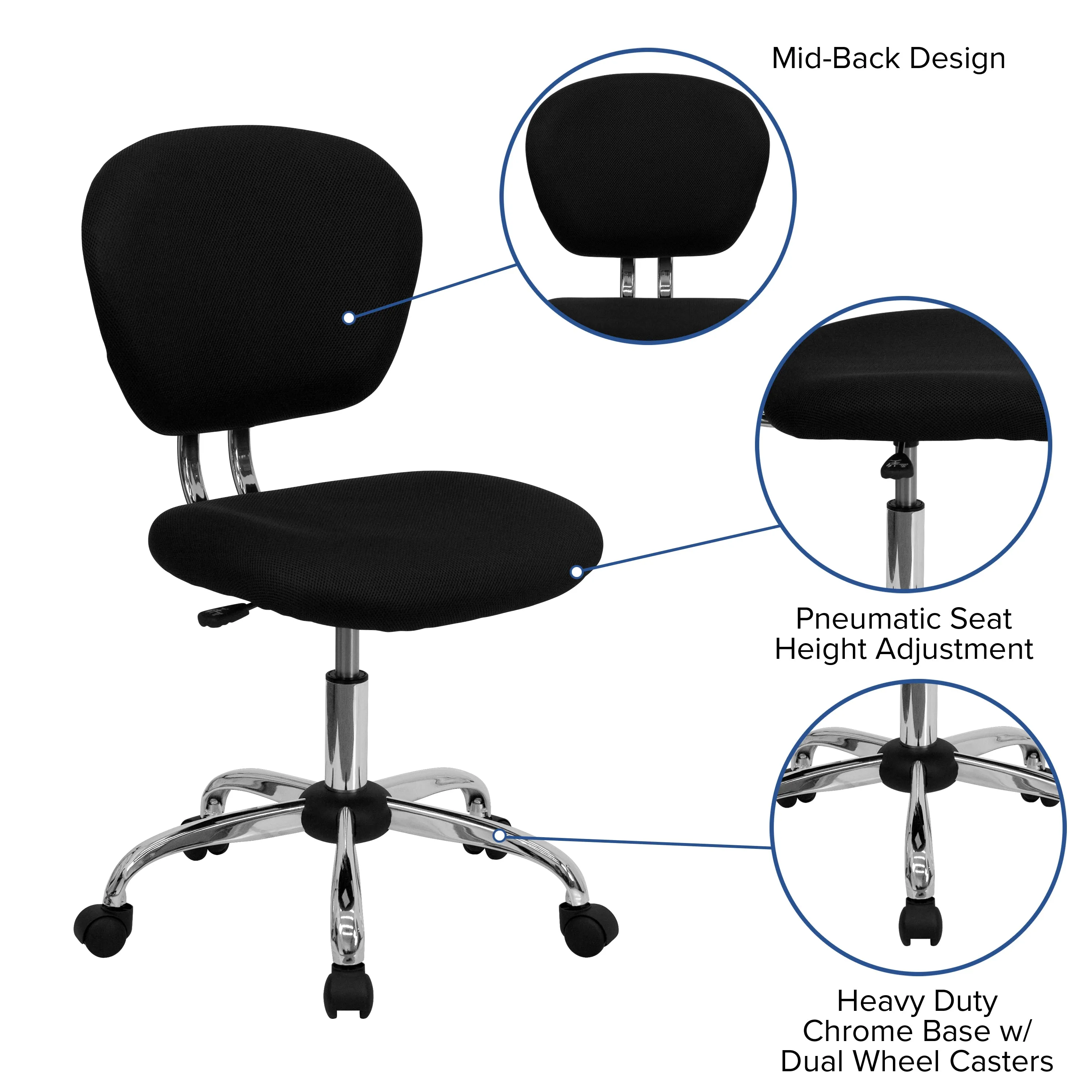 Black Mid-Back Task Chair H-2376-F-BK-GG